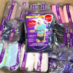 Hanes Women’s Cotton Stretch Briefs – LOT - 180 pcs – 9 packs (20 pcs) – Size 8